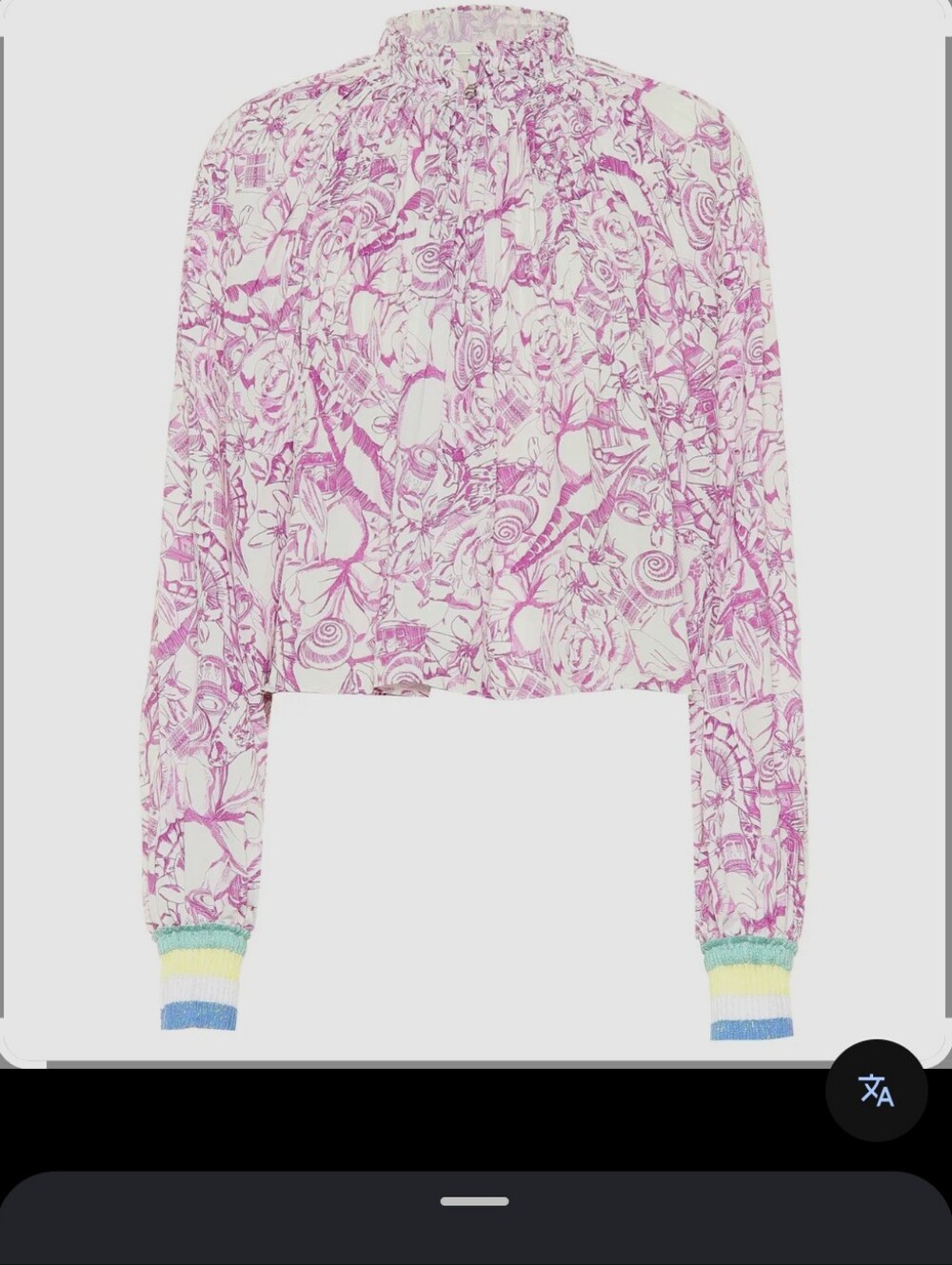 Tibi Floral Print Cropped Blouse in White & Plum Women's Size 6